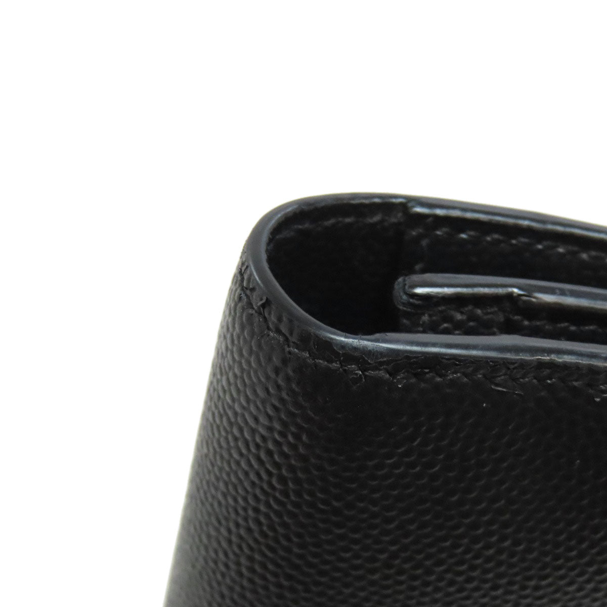 SAINT LAURENT Long Wallet Purse leather black Simple design mens Used Authentic