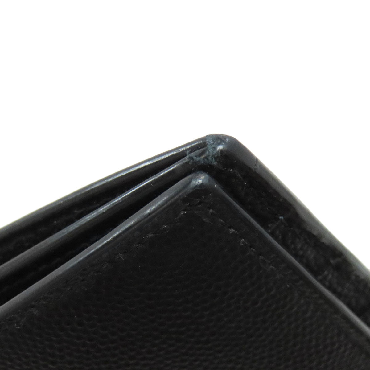 SAINT LAURENT Long Wallet Purse leather black Simple design mens Used Authentic