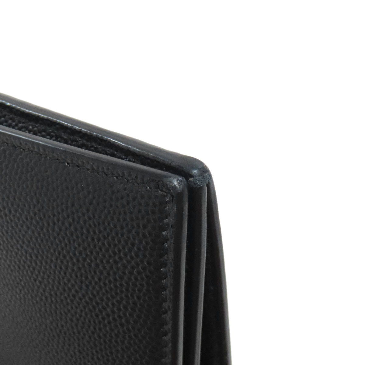 SAINT LAURENT Long Wallet Purse leather black Simple design mens Used Authentic