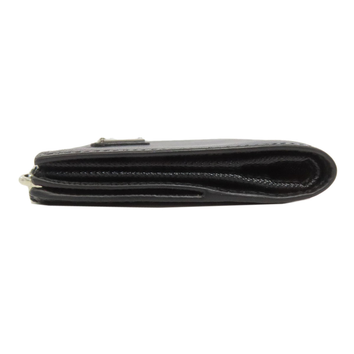 PRADA Bifold Wallet Safiano black logoMetal Women Used Authentic