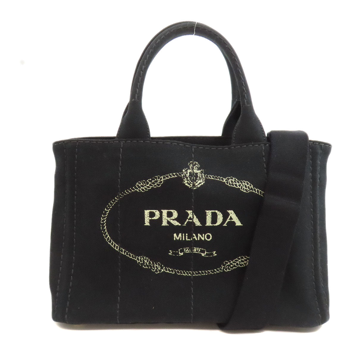 PRADA Handbag canvas black Canapa 2WAY Women Used Authentic