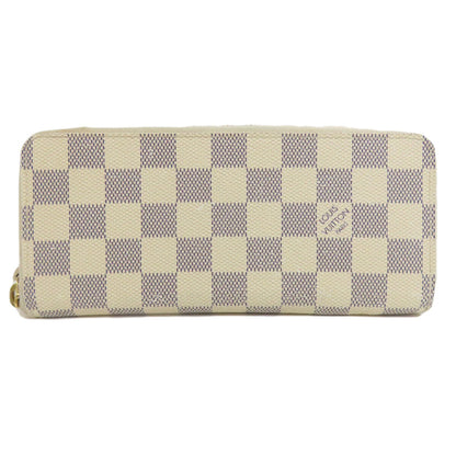 LOUIS VUITTON Long Wallet Purse N61210 Damier canvas white Portefeuille Clemence Women Used Authentic