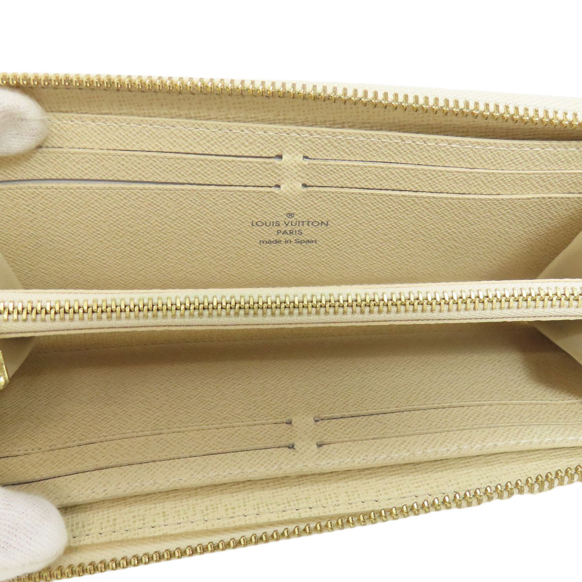 LOUIS VUITTON Long Wallet Purse N61210 Damier canvas white Portefeuille Clemence Women Used Authentic