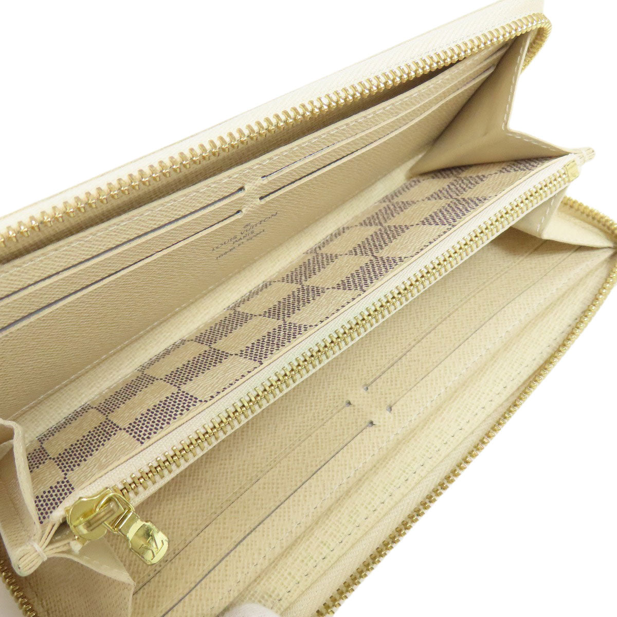 LOUIS VUITTON Long Wallet Purse N61210 Damier canvas white Portefeuille Clemence Women Used Authentic