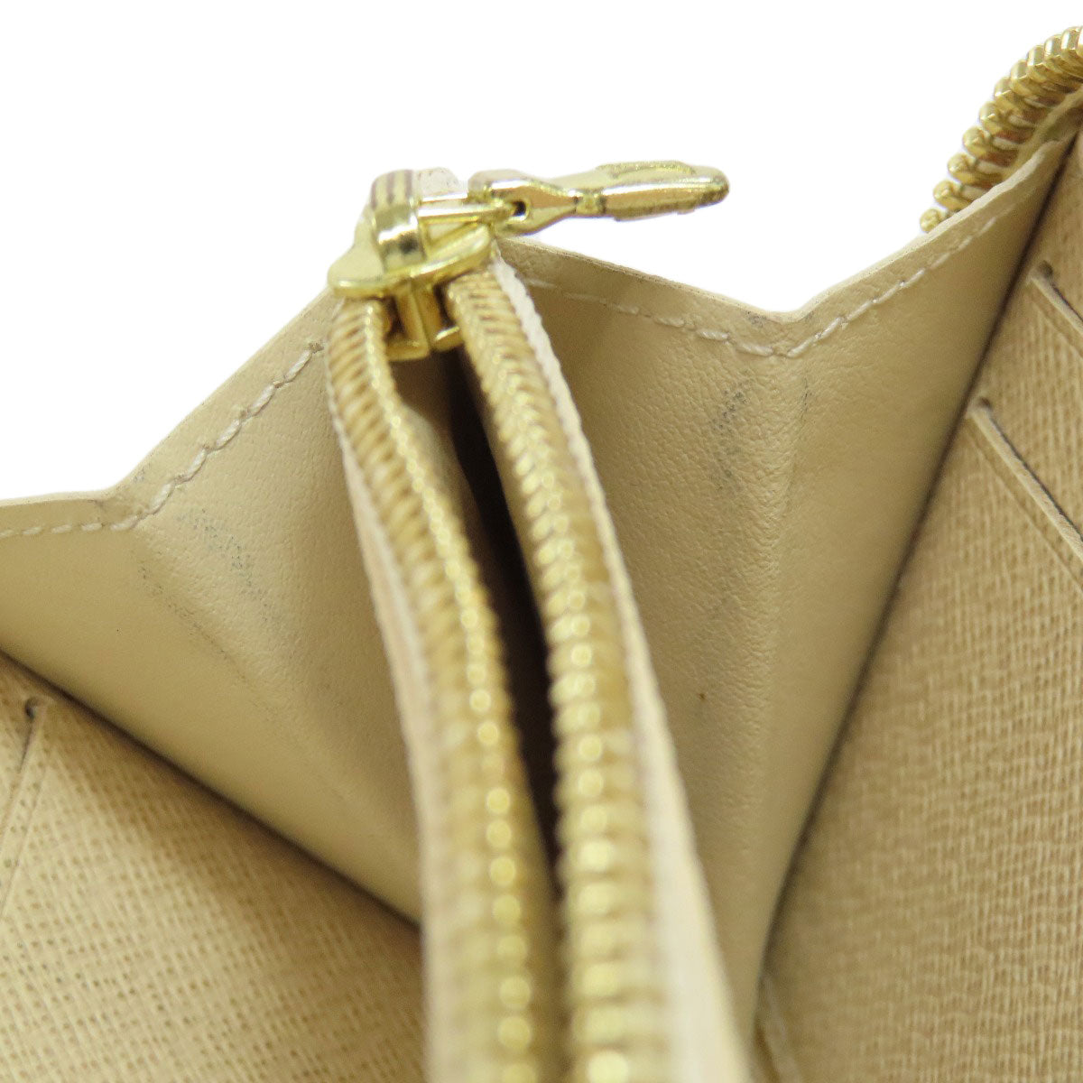 LOUIS VUITTON Long Wallet Purse N61210 Damier canvas white Portefeuille Clemence Women Used Authentic