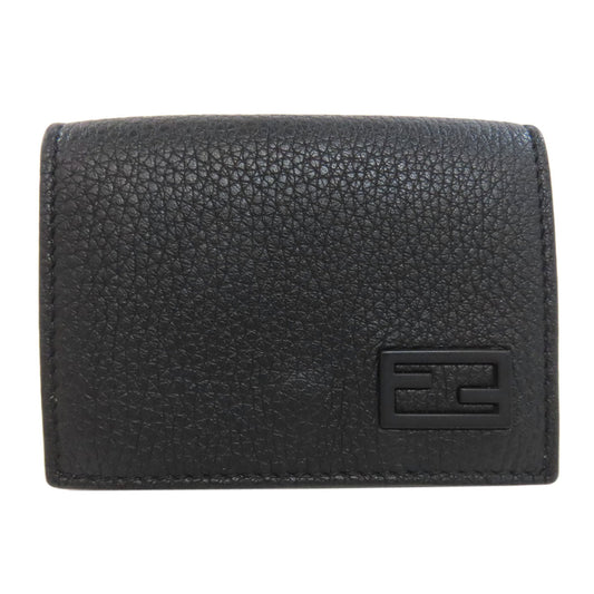 FENDI Bifold Wallet 7M0280 leather black logo Women Used Authentic