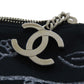 CHANEL Cosmetics Pouch cotton black Paisley Pattern Silver Metal with Scrunchie
