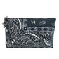 CHANEL Cosmetics Pouch cotton black Paisley Pattern Silver Metal with Scrunchie