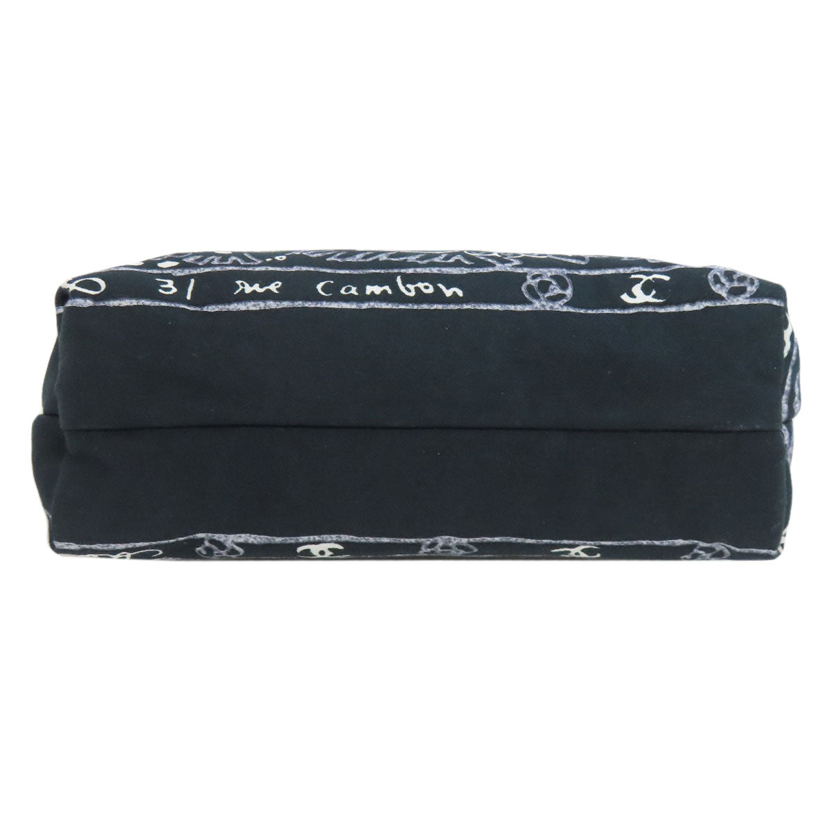 CHANEL Cosmetics Pouch cotton black Paisley Pattern Silver Metal with Scrunchie