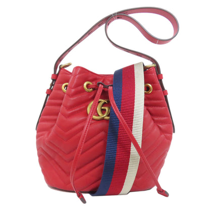 GUCCI Handbag 476674 Calfskin Red GG Marmont 2WAY