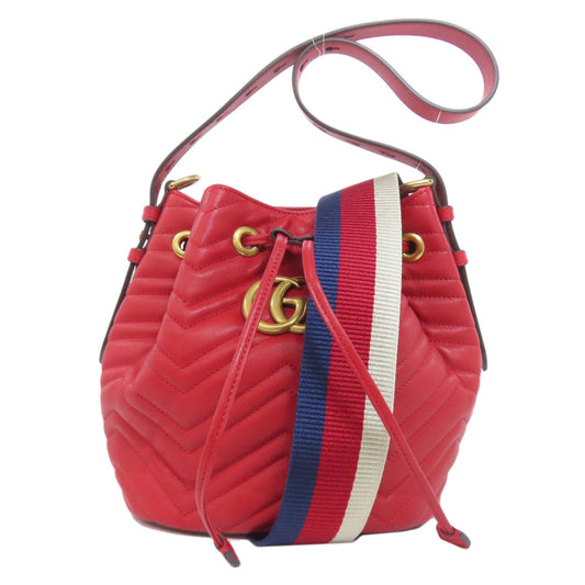 GUCCI Handbag 476674 Calfskin Red GG Marmont 2WAY
