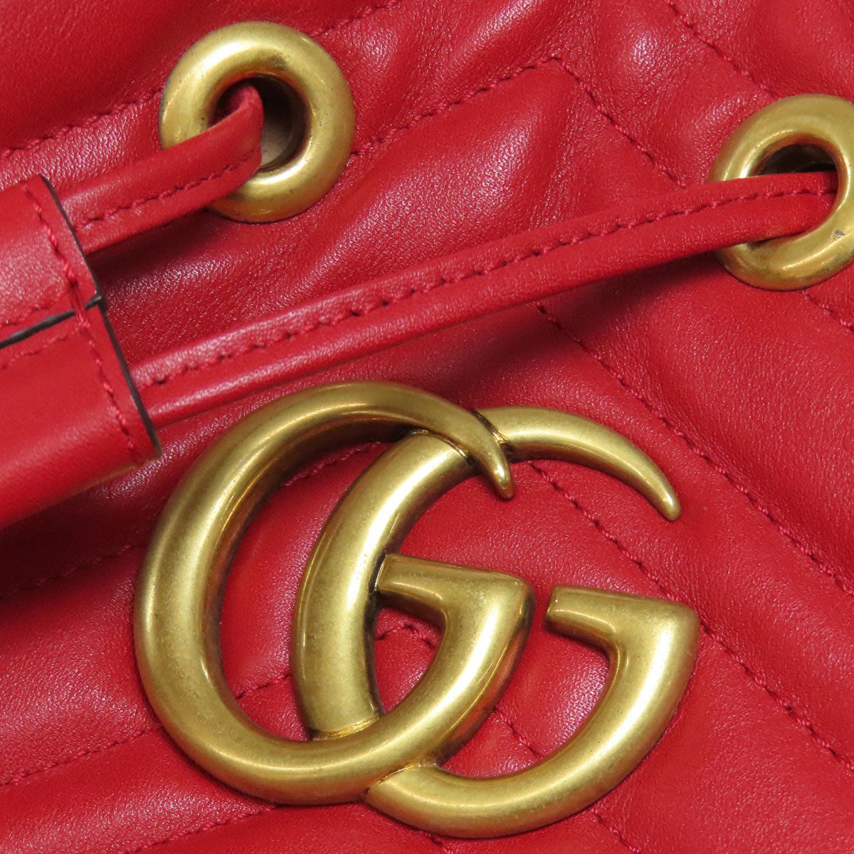 GUCCI Handbag 476674 Calfskin Red GG Marmont 2WAY