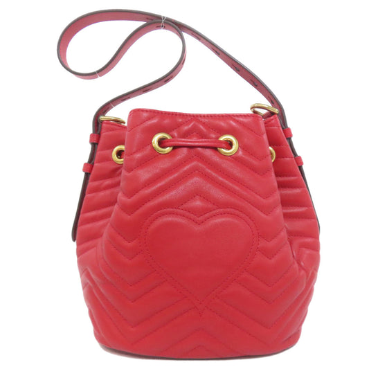 GUCCI Handbag 476674 Calfskin Red GG Marmont 2WAY