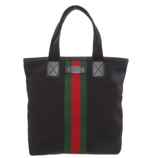 GUCCI Tote Bag 631245 canvas black Outlet sherry line Women Used Authentic