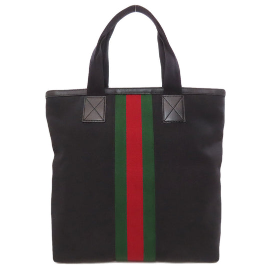 GUCCI Tote Bag 631245 canvas black Outlet sherry line Women Used Authentic