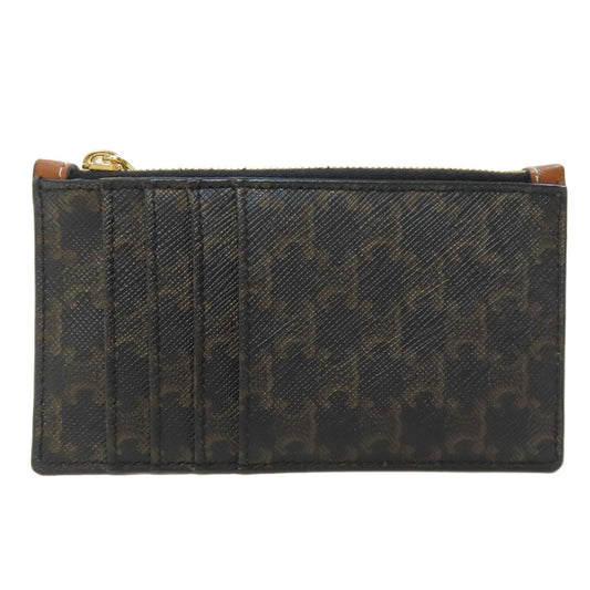 CELINE Coin case PVC black Triomphe mens Used Authentic