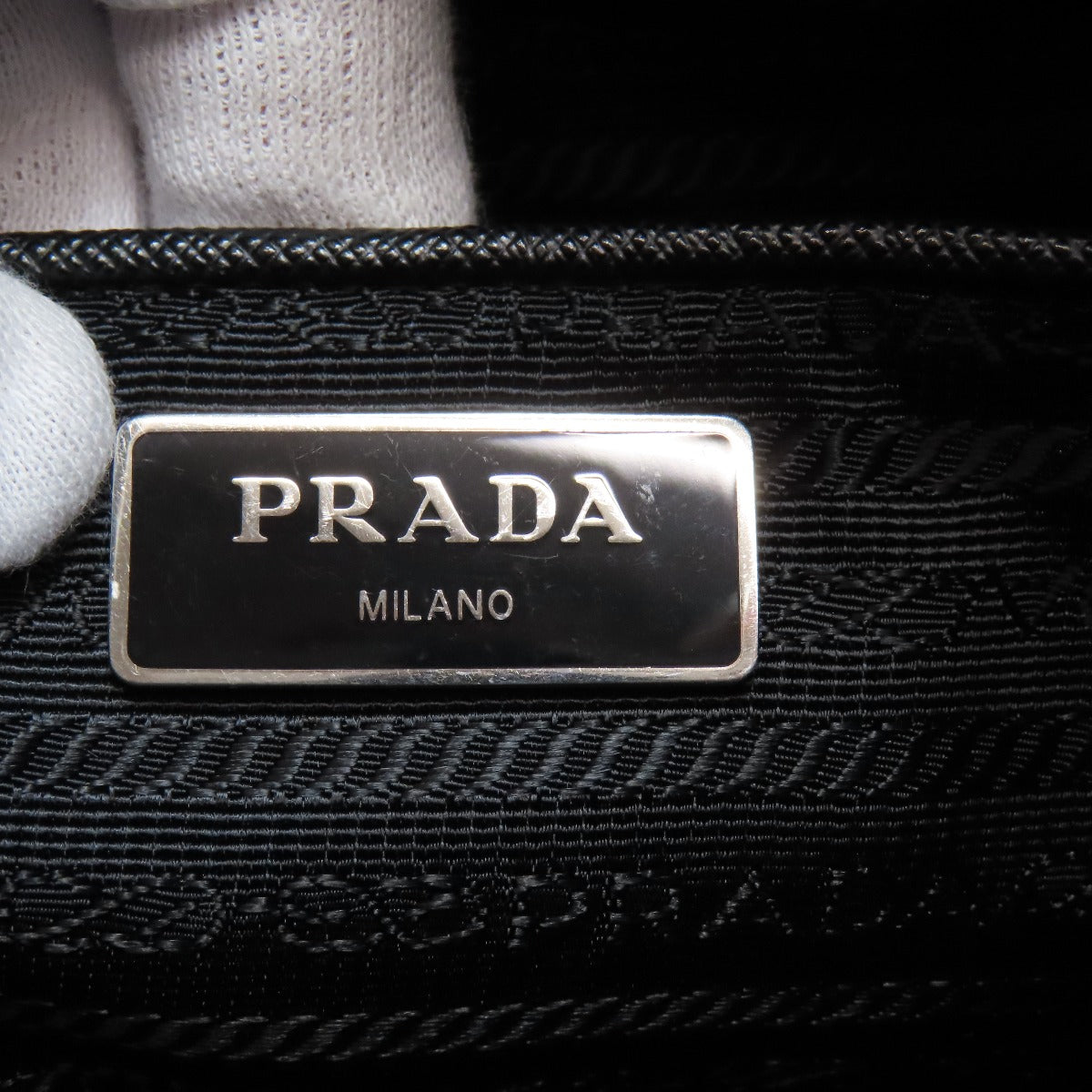 PRADA Shoulder Bag Nylon black logoMetal