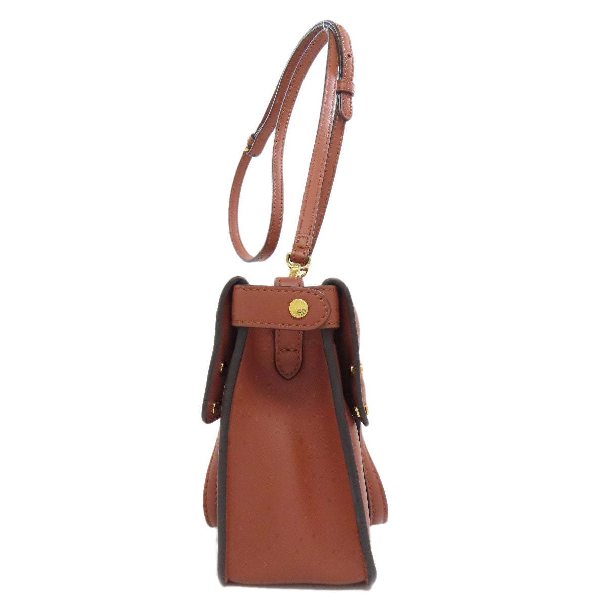 FENDI Shoulder Bag Calfskin Brown Flip Small 2WAY Women Used Authentic