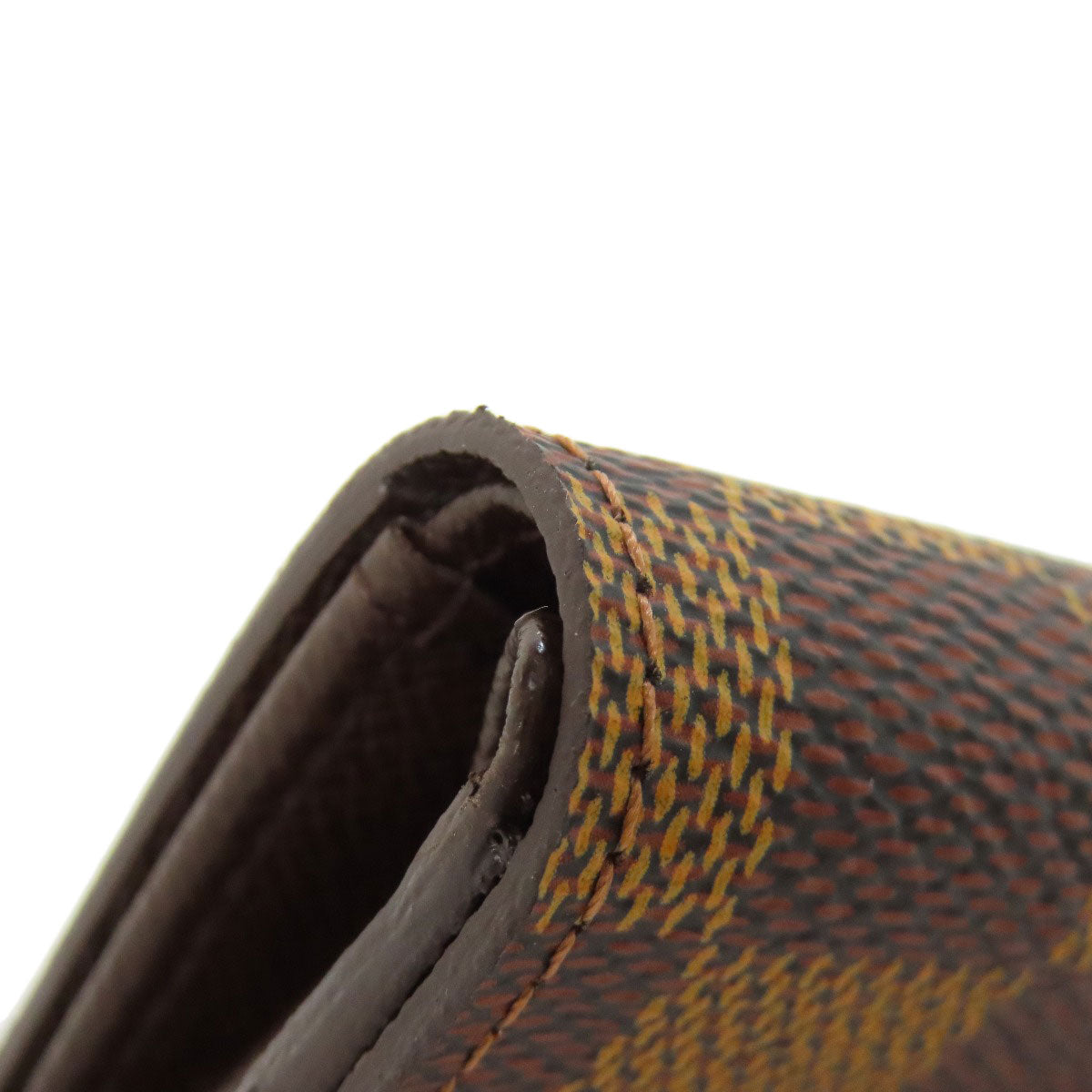 LOUIS VUITTON Coin case M61930 Damier canvas Brown Portonet Plat Women(Unisex) Used Authentic
