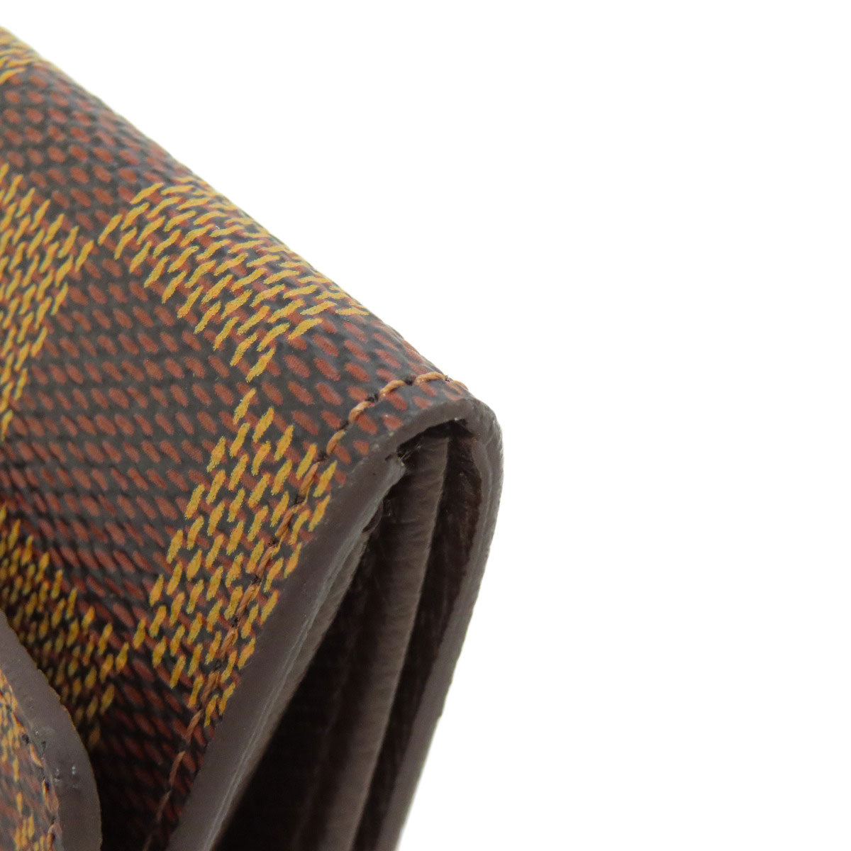 LOUIS VUITTON Coin case M61930 Damier canvas Brown Portonet Plat Women(Unisex) Used Authentic