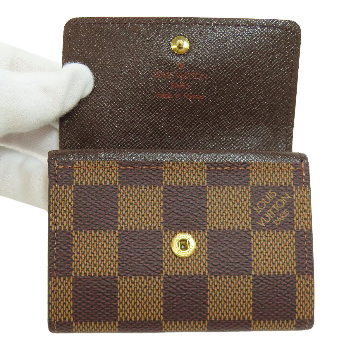 LOUIS VUITTON Coin case M61930 Damier canvas Brown Portonet Plat Women(Unisex) Used Authentic
