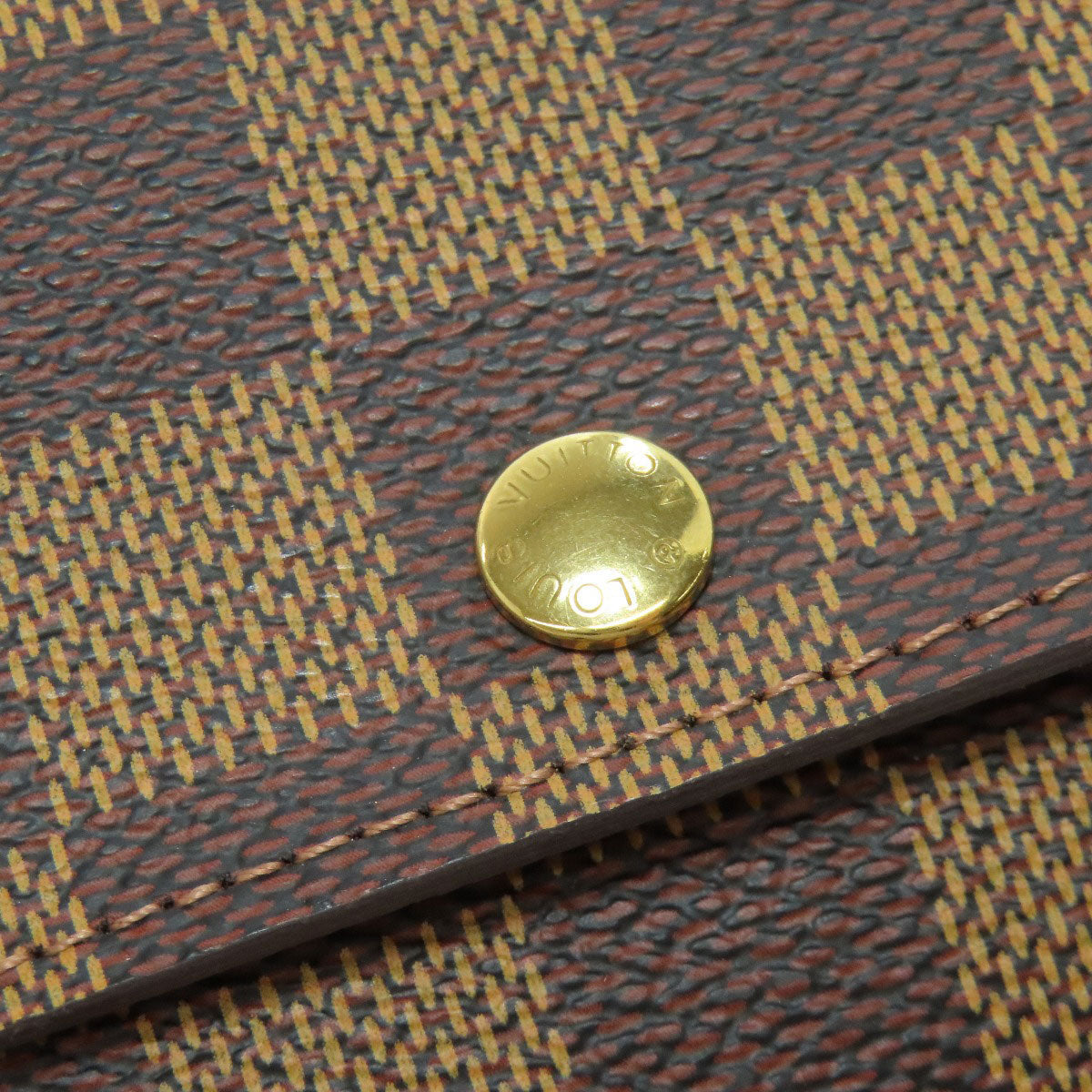LOUIS VUITTON Coin case M61930 Damier canvas Brown Portonet Plat Women(Unisex) Used Authentic