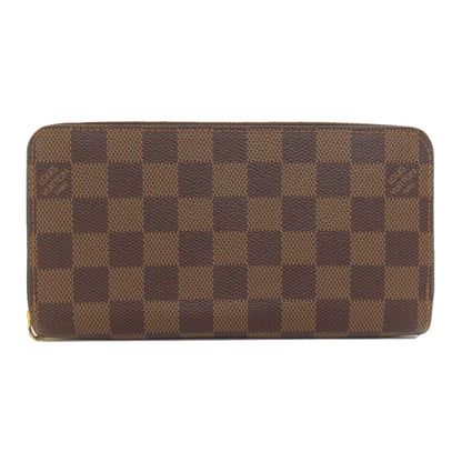LOUIS VUITTON Long Wallet Purse N41661 Damier canvas Brown Zippy wallet Women Used Authentic