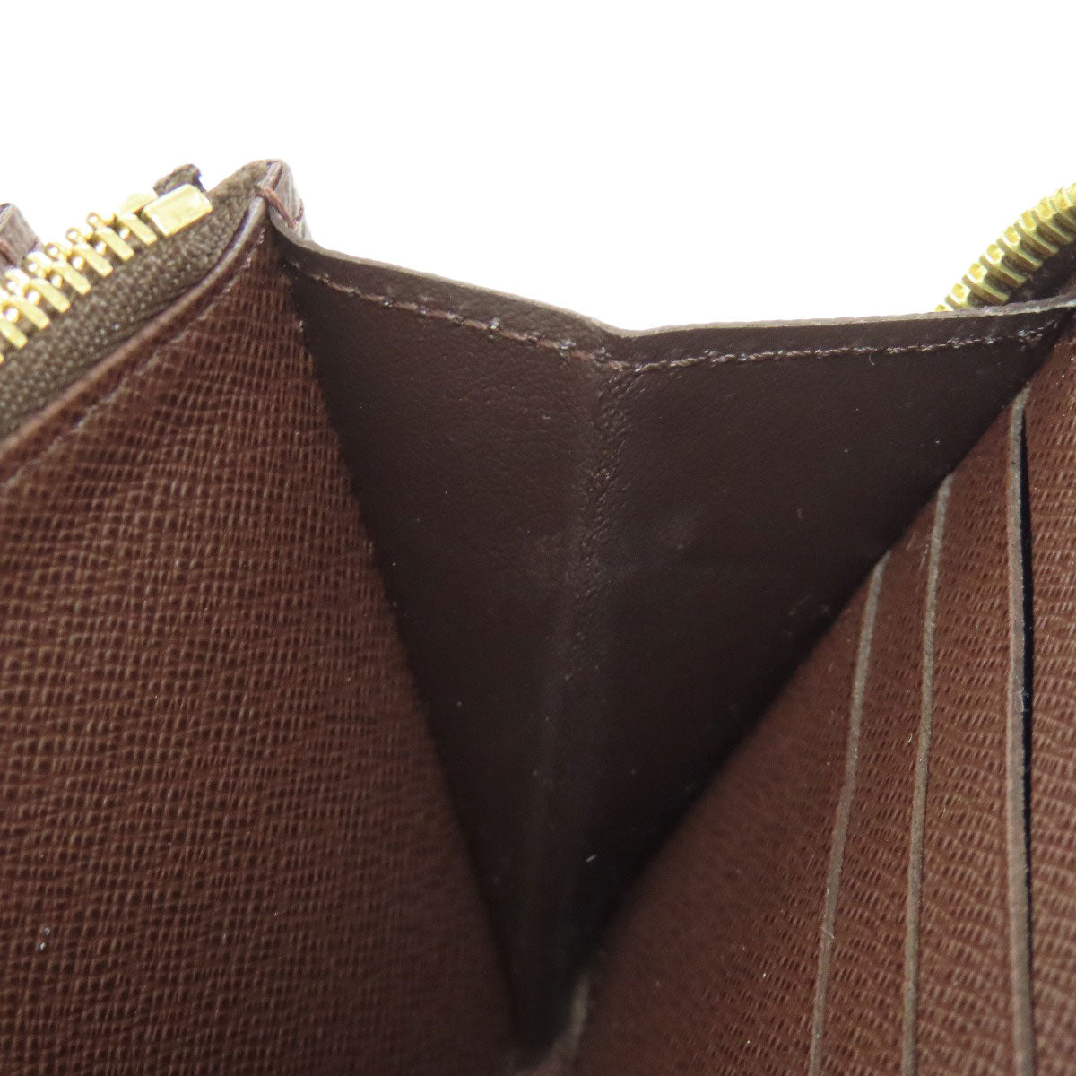 LOUIS VUITTON Long Wallet Purse N41661 Damier canvas Brown Zippy wallet Women Used Authentic