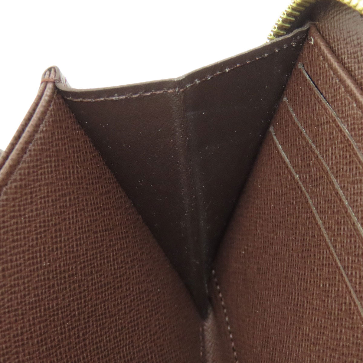 LOUIS VUITTON Long Wallet Purse N41661 Damier canvas Brown Zippy wallet Women Used Authentic