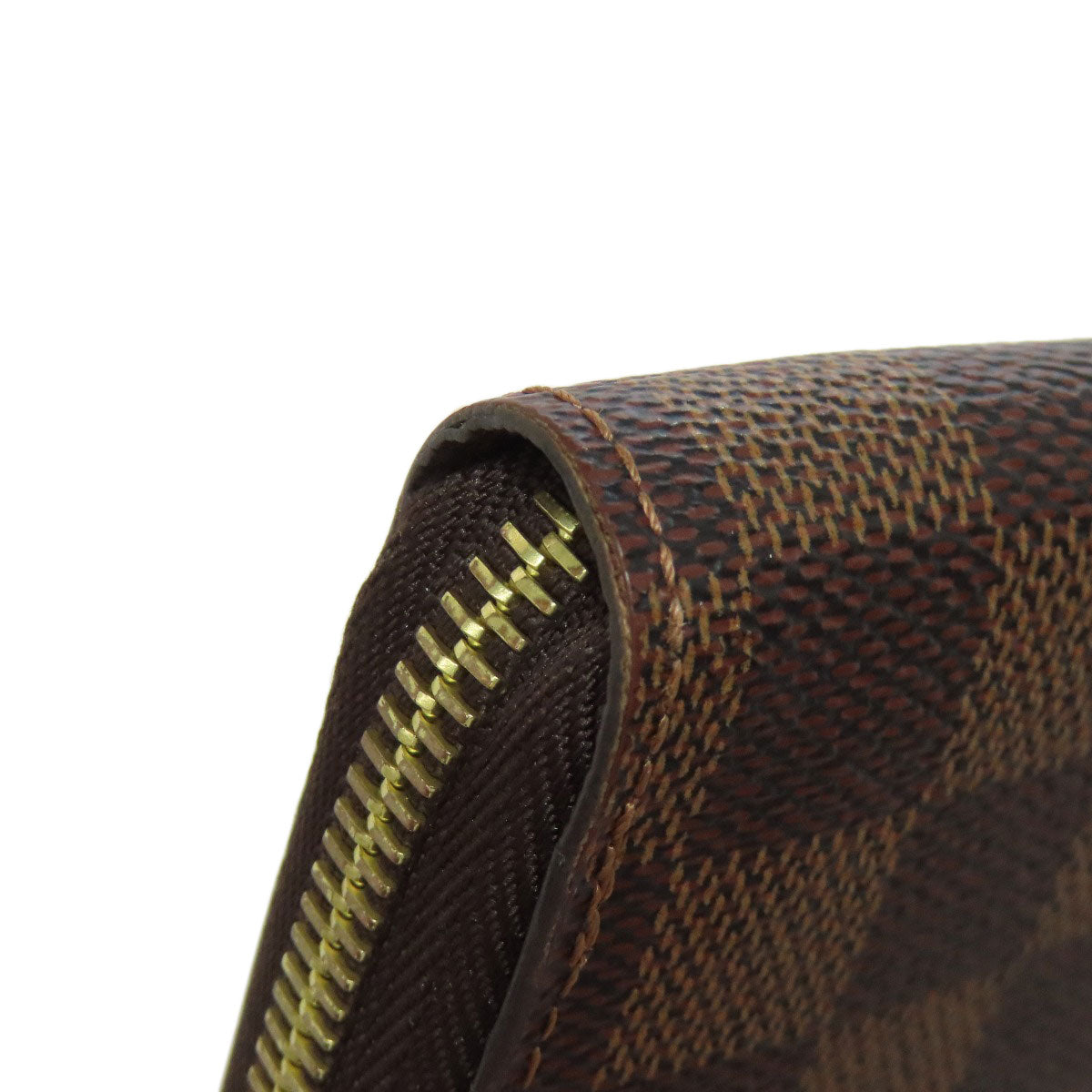 LOUIS VUITTON Long Wallet Purse N41661 Damier canvas Brown Zippy wallet Women Used Authentic