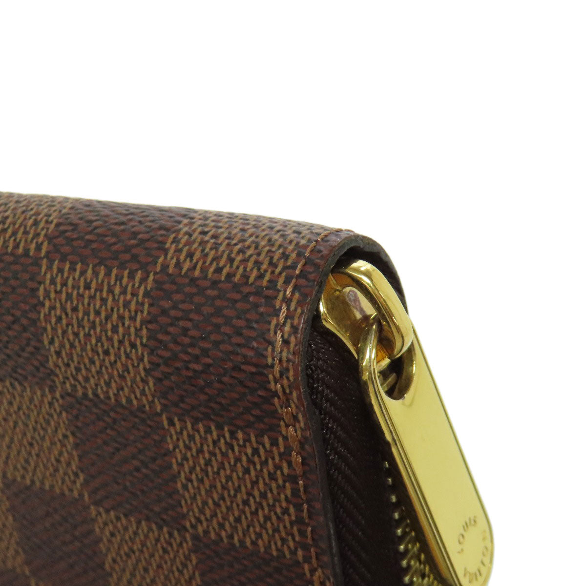 LOUIS VUITTON Long Wallet Purse N41661 Damier canvas Brown Zippy wallet Women Used Authentic