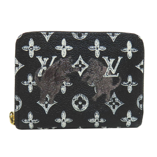 LOUIS VUITTON Coin case M63884 Monogram canvas black Zippy Coin Purse Catgram Women Used Authentic
