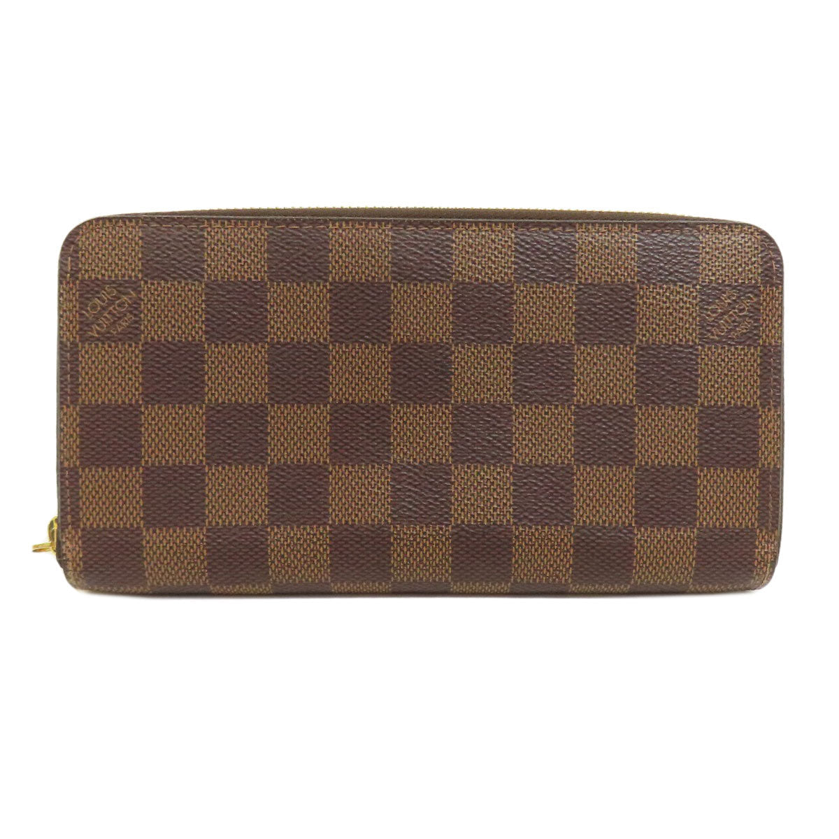 LOUIS VUITTON Long Wallet Purse N41661 Damier canvas Brown Zippy wallet Women Used Authentic