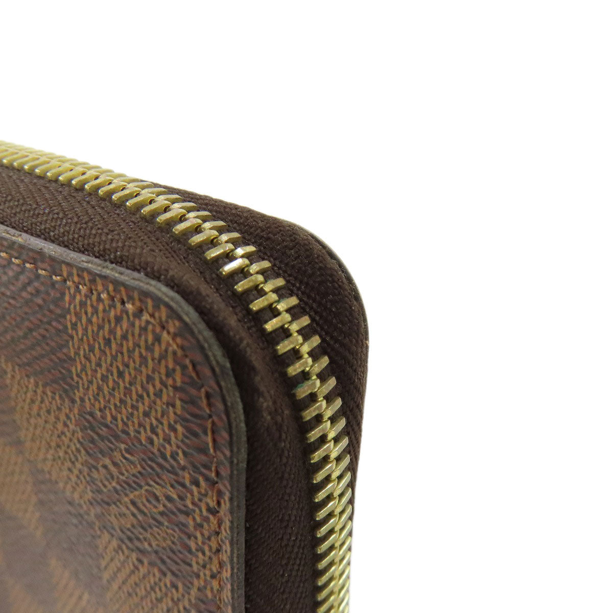 LOUIS VUITTON Long Wallet Purse N41661 Damier canvas Brown Zippy wallet Women Used Authentic