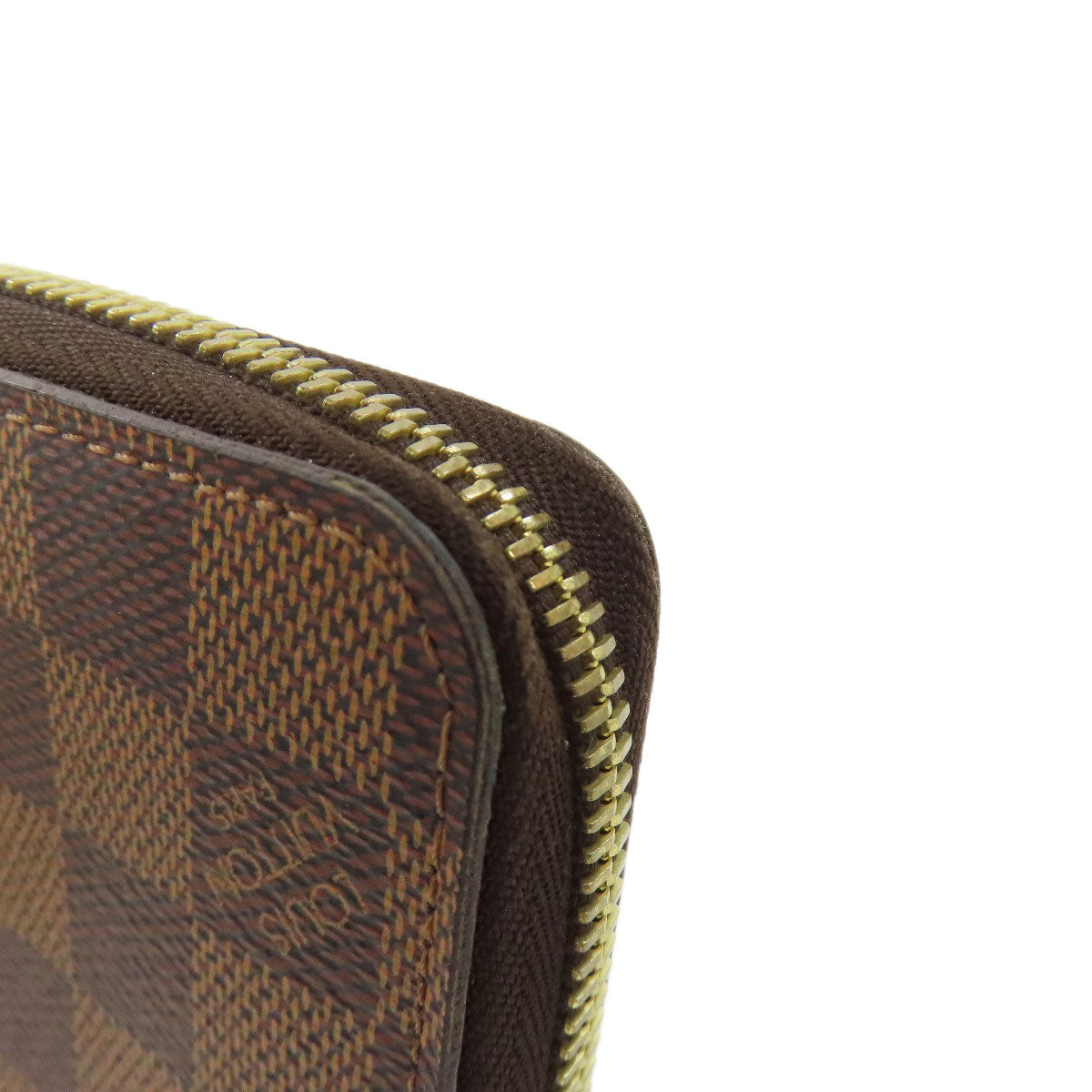 LOUIS VUITTON Long Wallet Purse N41661 Damier canvas Brown Zippy wallet Women Used Authentic