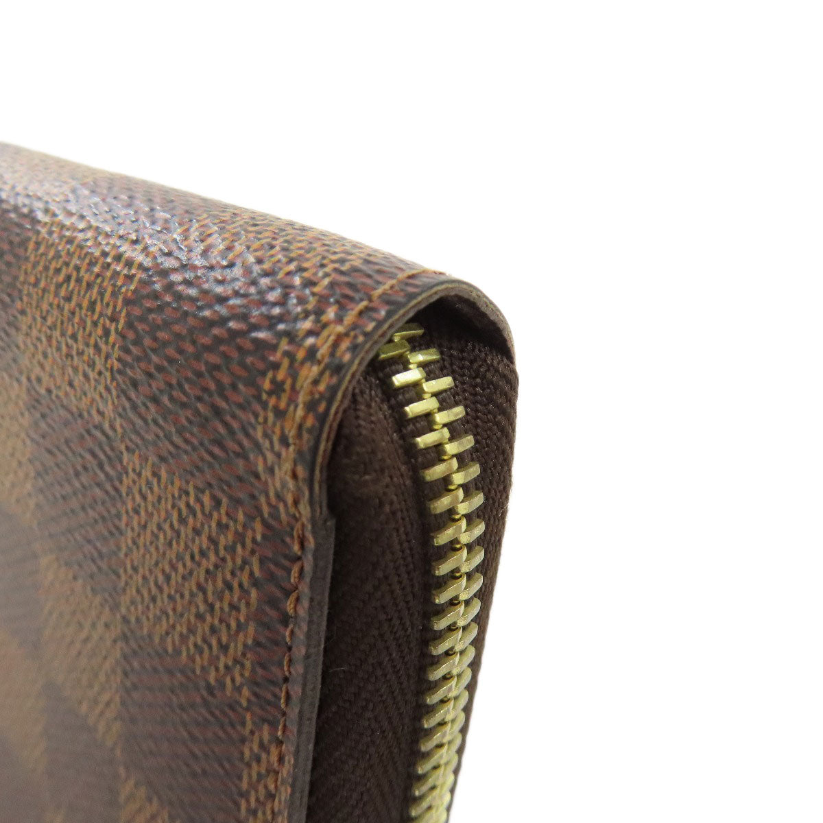 LOUIS VUITTON Long Wallet Purse N41661 Damier canvas Brown Zippy wallet Women Used Authentic