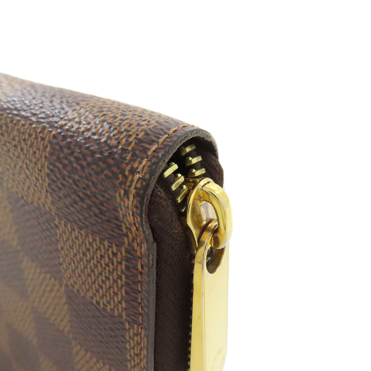 LOUIS VUITTON Long Wallet Purse N41661 Damier canvas Brown Zippy wallet Women Used Authentic
