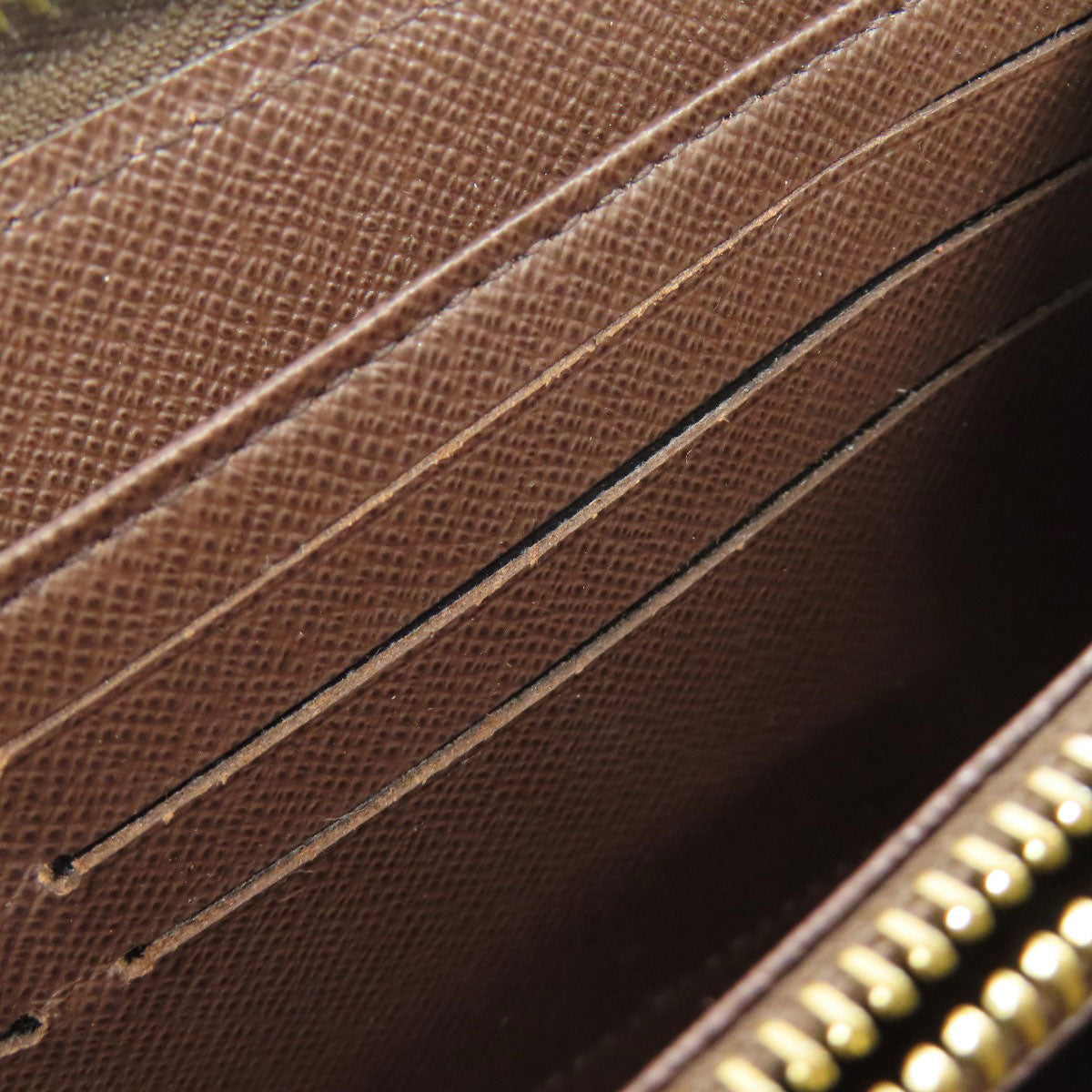 LOUIS VUITTON Long Wallet Purse N41661 Damier canvas Brown Zippy wallet Women Used Authentic