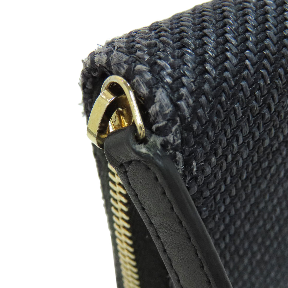 CHANEL Long Wallet Purse canvas Navy Deauville small zip wallet Women Used Authentic