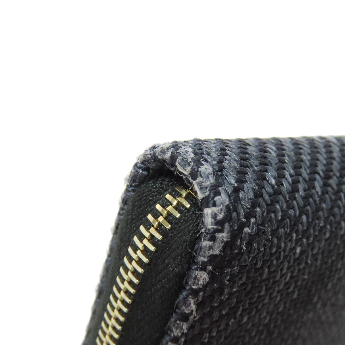 CHANEL Long Wallet Purse canvas Navy Deauville small zip wallet Women Used Authentic
