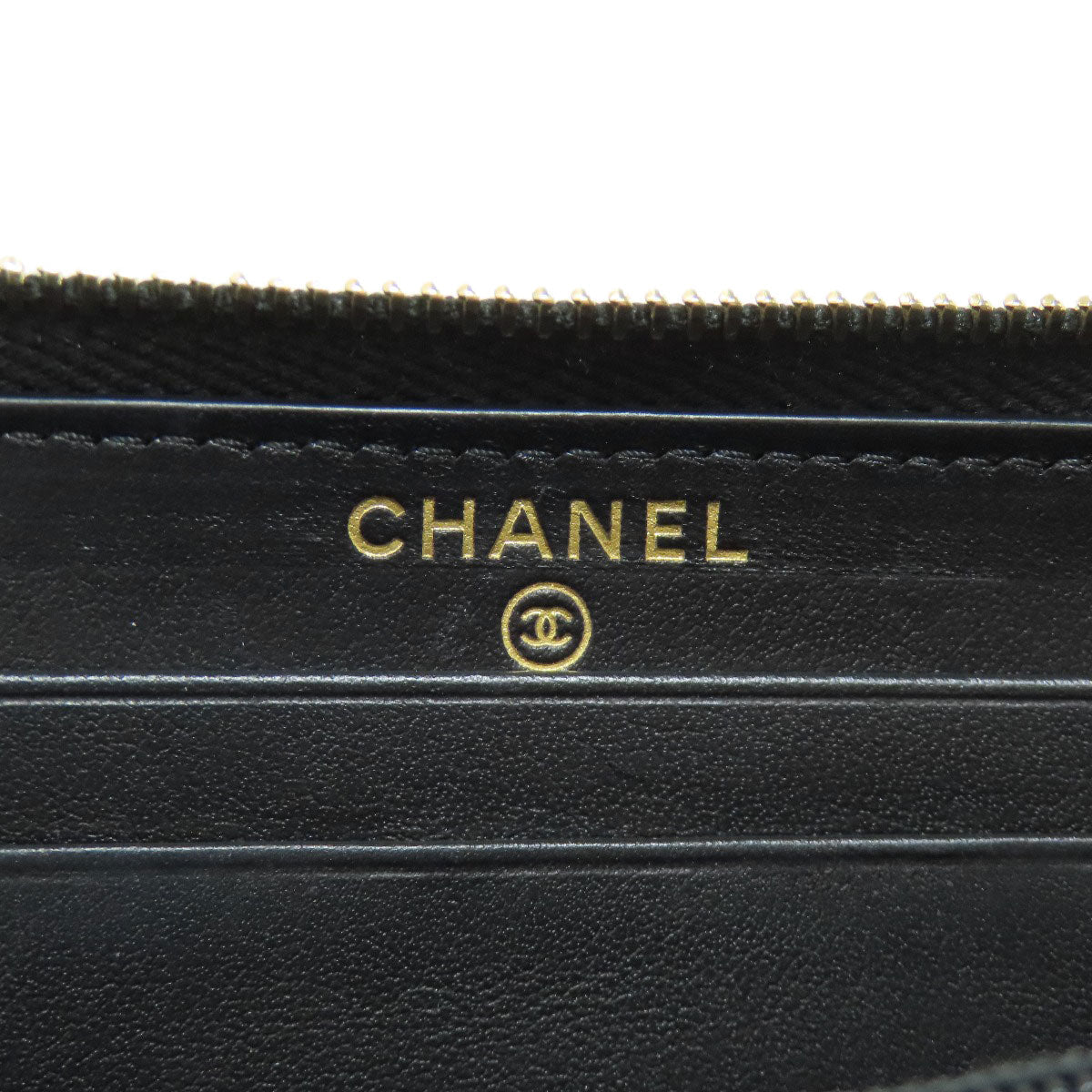 CHANEL Long Wallet Purse canvas Navy Deauville small zip wallet Women Used Authentic