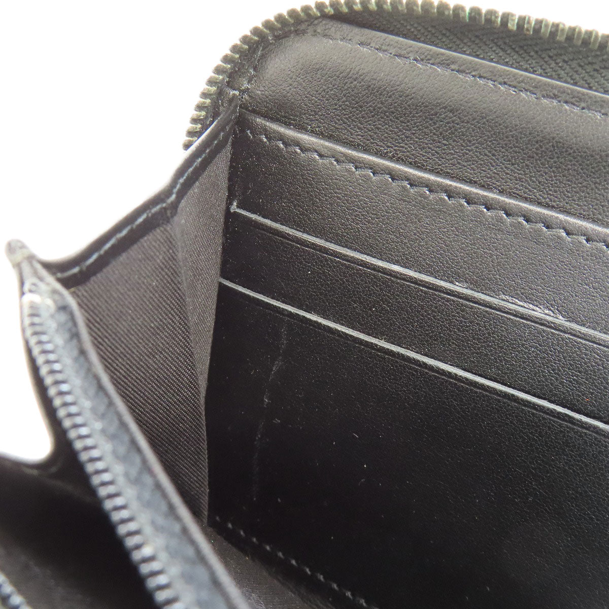 CHANEL Long Wallet Purse Calfskin black Camellia SilverMetal Women Used Authentic
