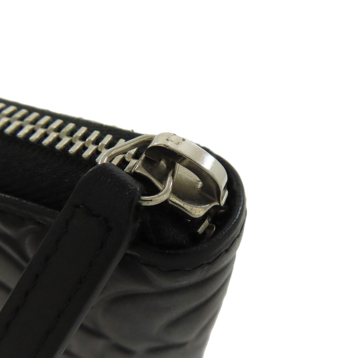 CHANEL Long Wallet Purse Calfskin black Camellia SilverMetal Women Used Authentic
