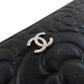 CHANEL Long Wallet Purse Calfskin black Camellia SilverMetal Women Used Authentic