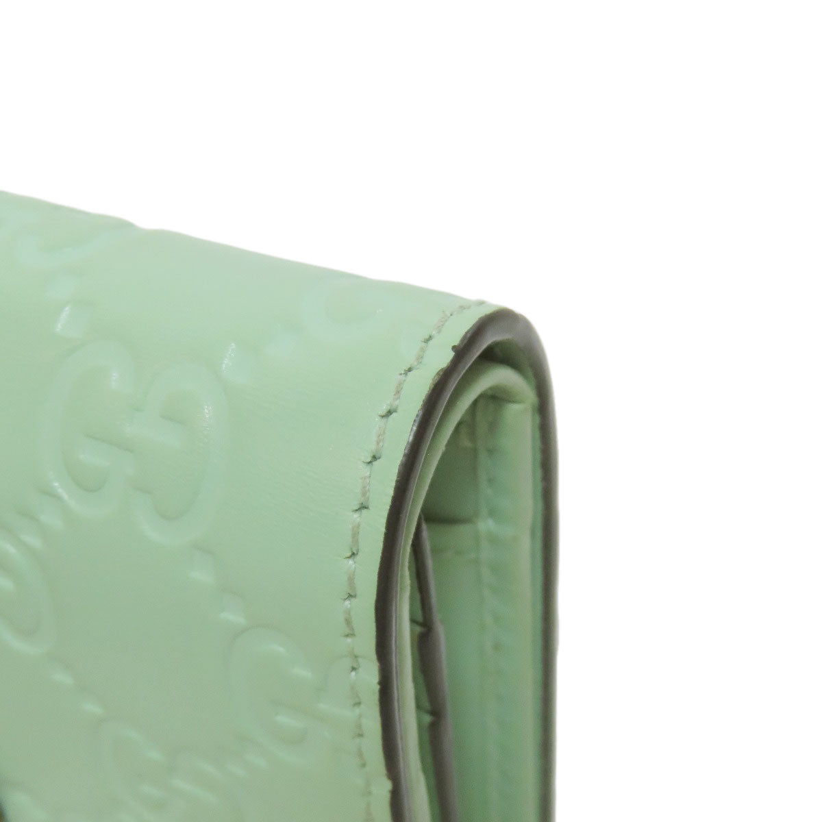 GUCCI Bifold Wallet 548057 leather green GG Signature Shima Linea Cat Women Used Authentic