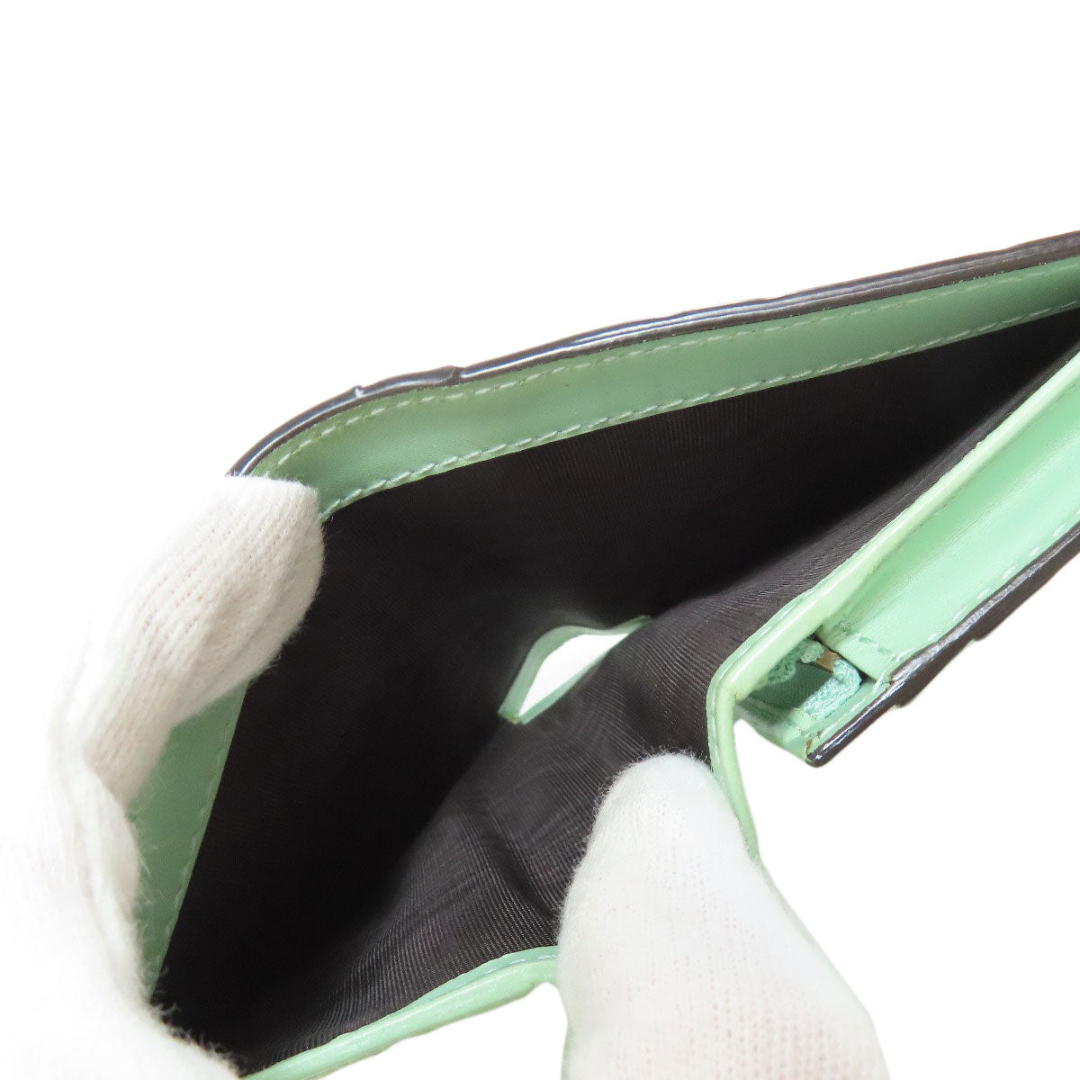 GUCCI Bifold Wallet 548057 leather green GG Signature Shima Linea Cat Women Used Authentic