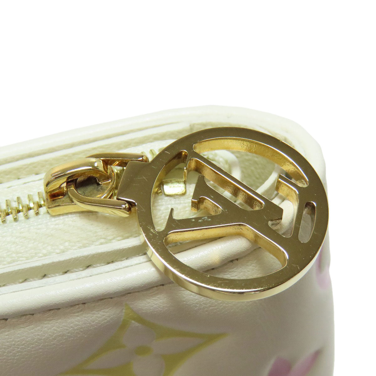 LOUIS VUITTON Bifold Wallet M11909 Calfskin white Portefeuille�ELoup Monogram Flower Women Used Authentic