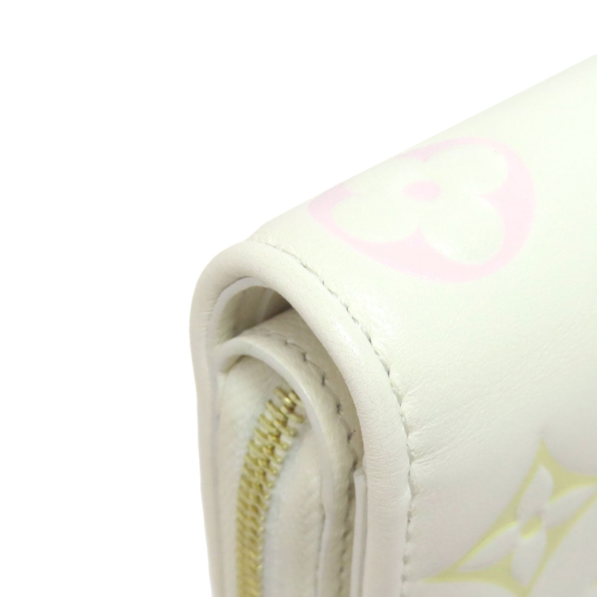 LOUIS VUITTON Bifold Wallet M11909 Calfskin white Portefeuille�ELoup Monogram Flower Women Used Authentic