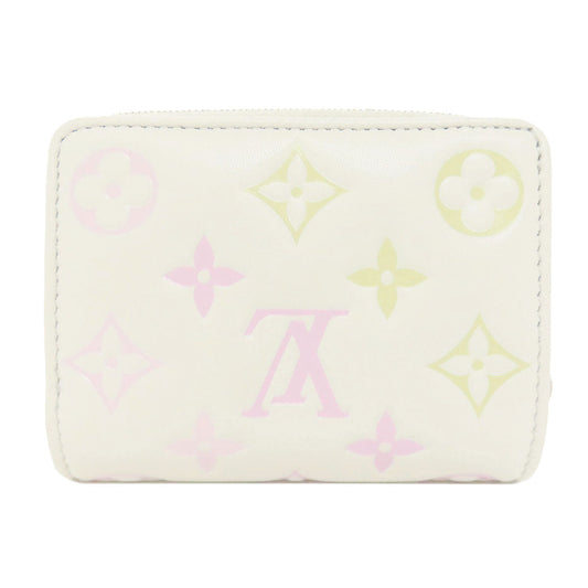 LOUIS VUITTON Bifold Wallet M11909 Calfskin white Portefeuille�ELoup Monogram Flower Women Used Authentic