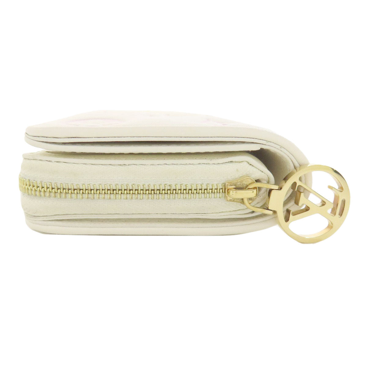LOUIS VUITTON Bifold Wallet M11909 Calfskin white Portefeuille�ELoup Monogram Flower Women Used Authentic